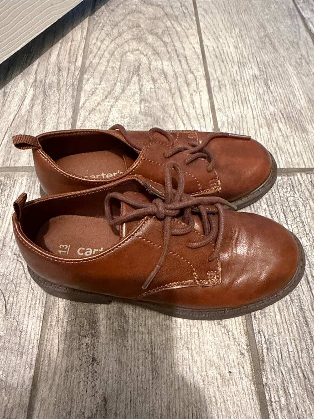 Carter's Tan Brown Kids Lace-Up Dress Shoes